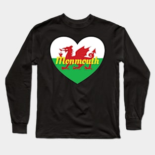 Monmouth Wales UK Wales Flag Heart Long Sleeve T-Shirt